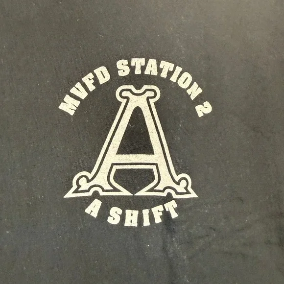 VTG Gildan MVFD Station 2 A Shift Black Cloud Firefighter Graphic T-Shirt  XL - Picture 6 of 7